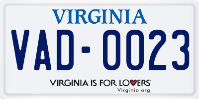 VA license plate VAD0023