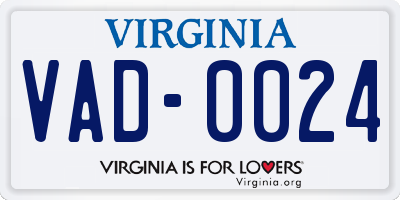 VA license plate VAD0024