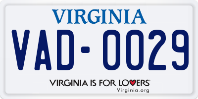 VA license plate VAD0029