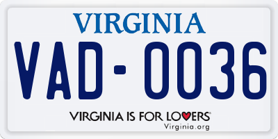 VA license plate VAD0036