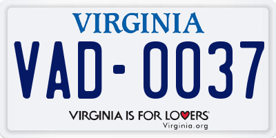 VA license plate VAD0037