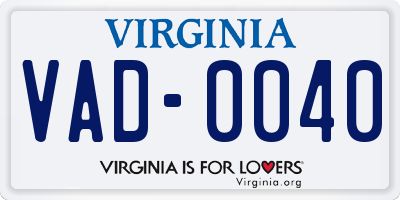 VA license plate VAD0040
