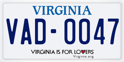VA license plate VAD0047