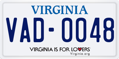 VA license plate VAD0048
