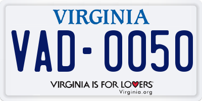 VA license plate VAD0050