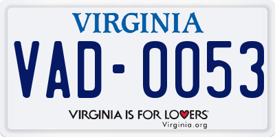 VA license plate VAD0053