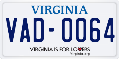VA license plate VAD0064