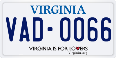 VA license plate VAD0066