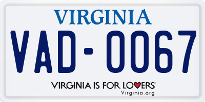 VA license plate VAD0067