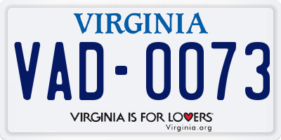 VA license plate VAD0073
