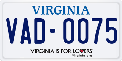 VA license plate VAD0075