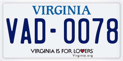 VA license plate VAD0078