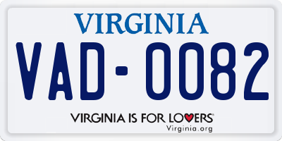 VA license plate VAD0082