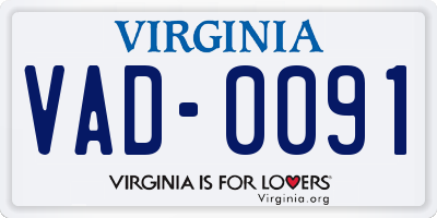 VA license plate VAD0091