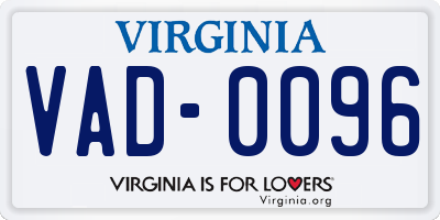 VA license plate VAD0096