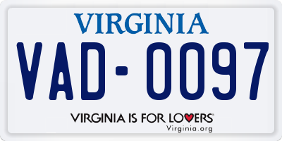 VA license plate VAD0097
