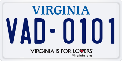 VA license plate VAD0101