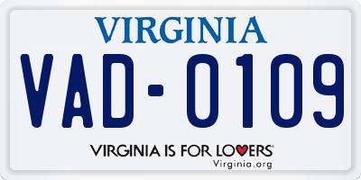 VA license plate VAD0109