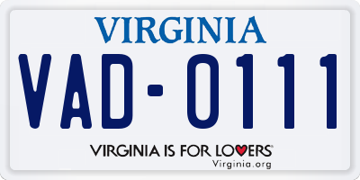 VA license plate VAD0111