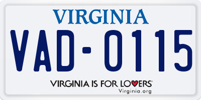 VA license plate VAD0115