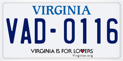VA license plate VAD0116
