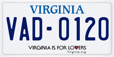 VA license plate VAD0120