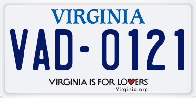 VA license plate VAD0121
