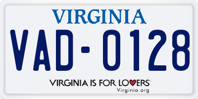 VA license plate VAD0128