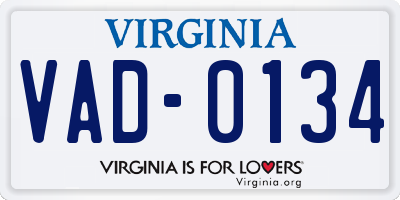 VA license plate VAD0134