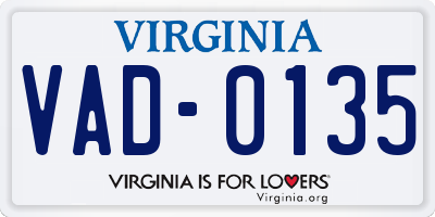 VA license plate VAD0135