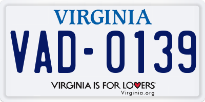VA license plate VAD0139