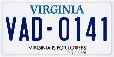 VA license plate VAD0141