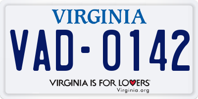 VA license plate VAD0142