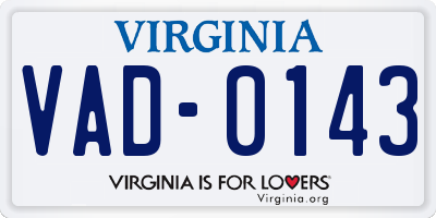 VA license plate VAD0143