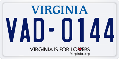 VA license plate VAD0144
