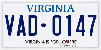 VA license plate VAD0147