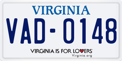 VA license plate VAD0148