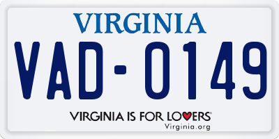 VA license plate VAD0149