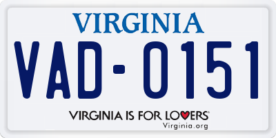 VA license plate VAD0151