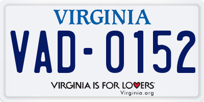 VA license plate VAD0152
