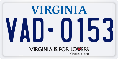 VA license plate VAD0153