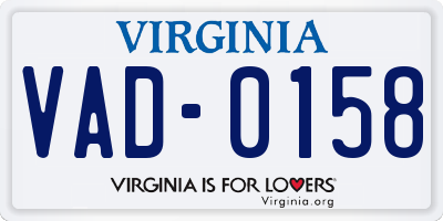 VA license plate VAD0158