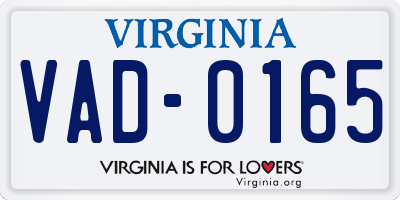 VA license plate VAD0165