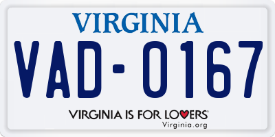 VA license plate VAD0167