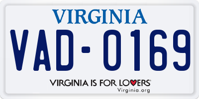 VA license plate VAD0169