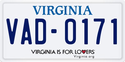 VA license plate VAD0171