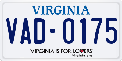 VA license plate VAD0175