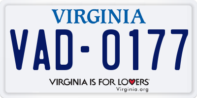 VA license plate VAD0177
