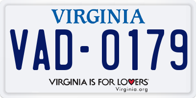 VA license plate VAD0179