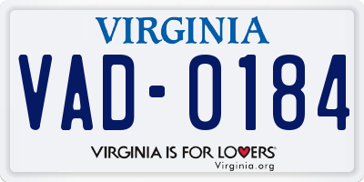VA license plate VAD0184